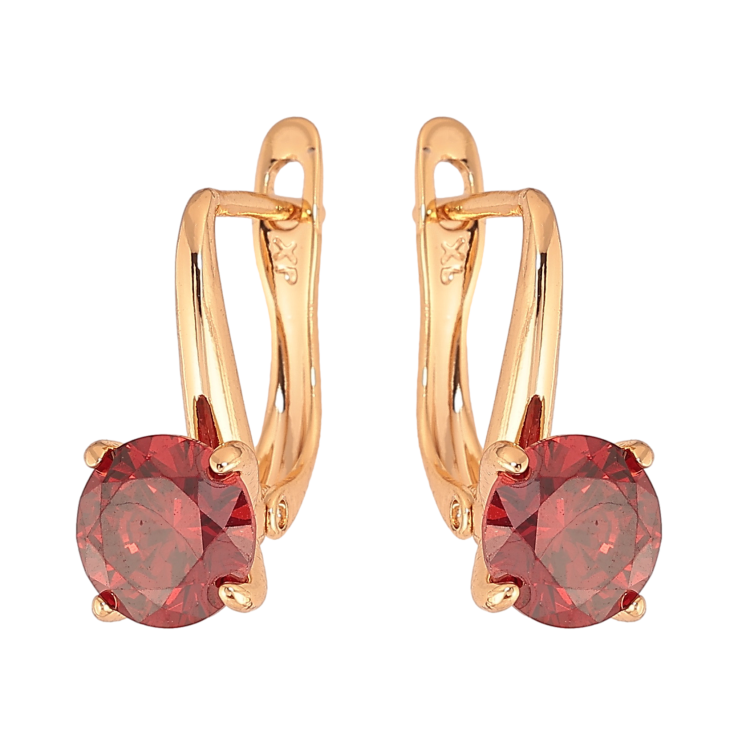 Серьги Xuping цвет Позолота 18K английский замок "Красные кристаллы на дужках" ø 7мм фото №17