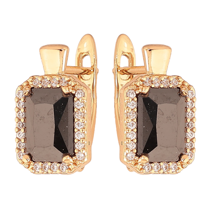 Серьги Xuping цвет Позолота 18K английский замок "Черные кристаллы в обрамлении" фото №22 Серьги Xuping цвет Позолота 18K английский замок "Черные кристаллы в обрамлении" фото №22