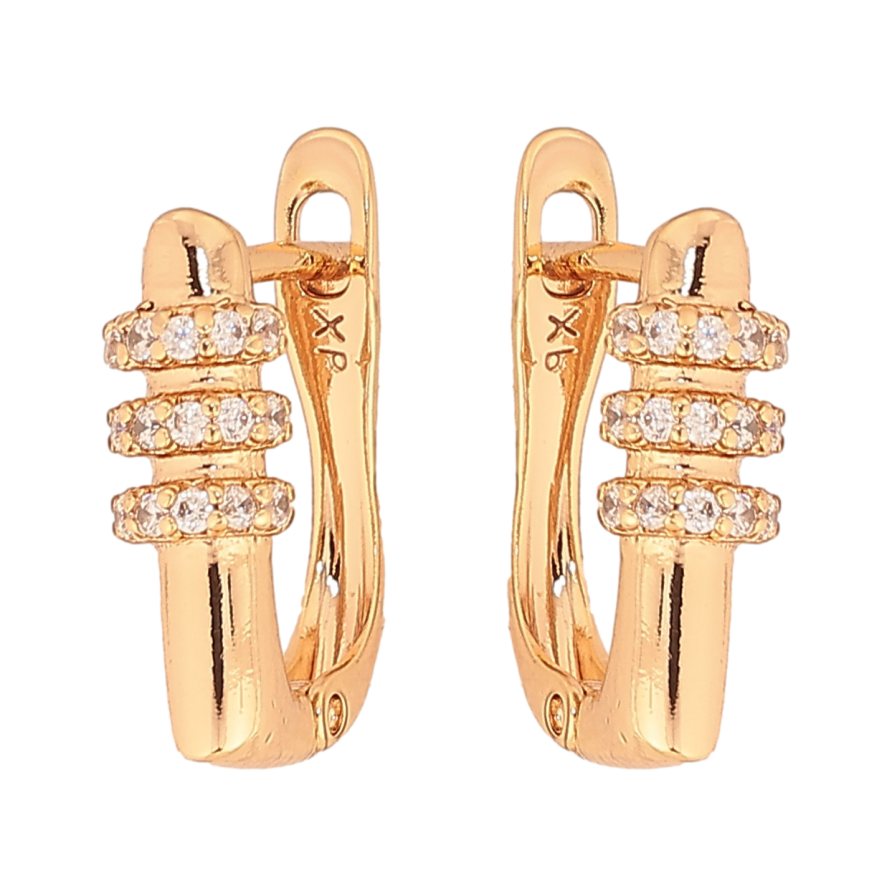 Серьги Xuping цвет Позолота 18К английский замок "Узор с кристаллами" фото №1 Серьги Xuping цвет Позолота 18К английский замок "Узор с кристаллами" фото №1