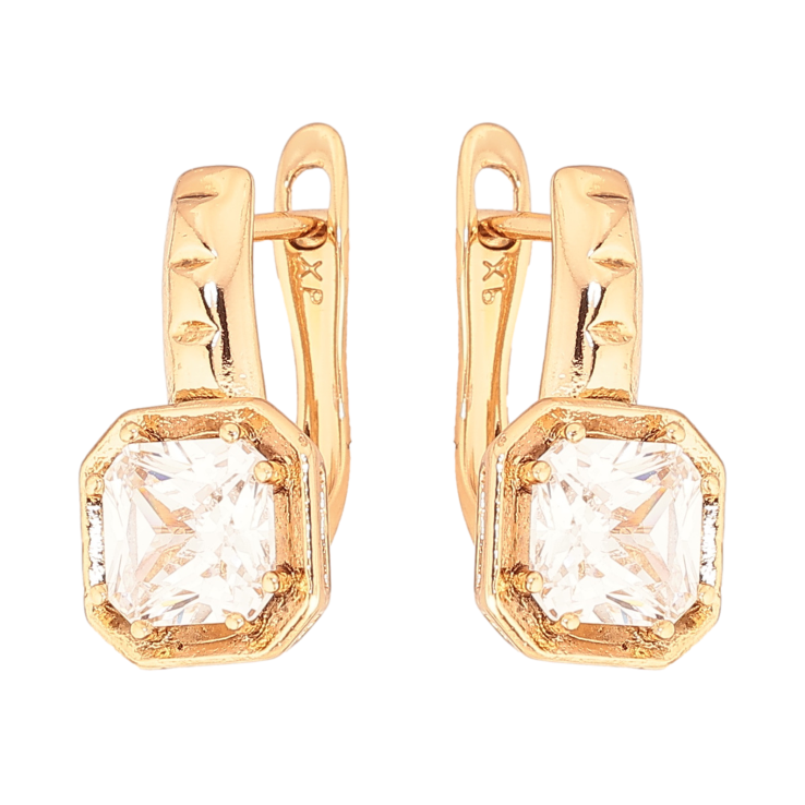 Серьги Xuping цвет Позолота 18K английский замок "Кристаллы" фото №16