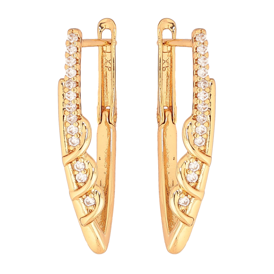 Сережки Xuping колір Позолота 18К англійський замок "Візерунок з кристалами" фото №1