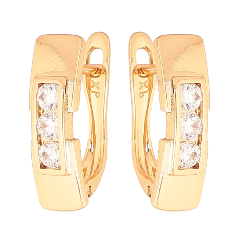 Серьги Xuping цвет Позолота 18K английский замок "Узор с кристаллами" фото №1