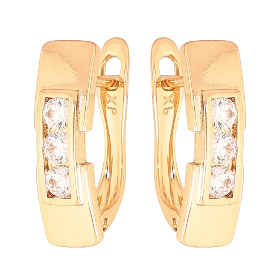 Серьги Xuping цвет Позолота 18K английский замок "Узор с кристаллами" фото №1