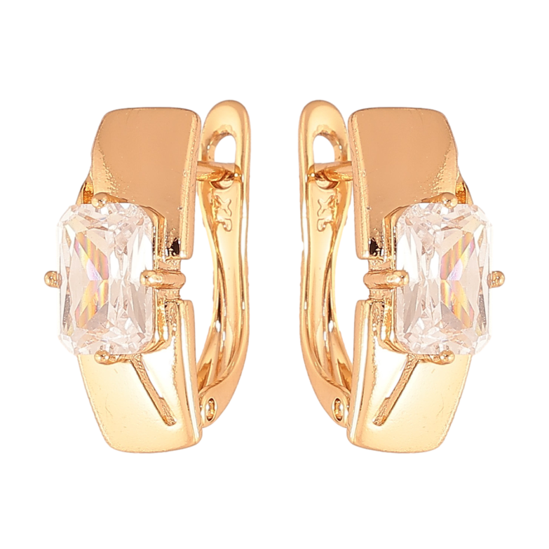 Сережки Xuping колір Позолота 18K англійський замок "Візерунок з кристалами" фото №1