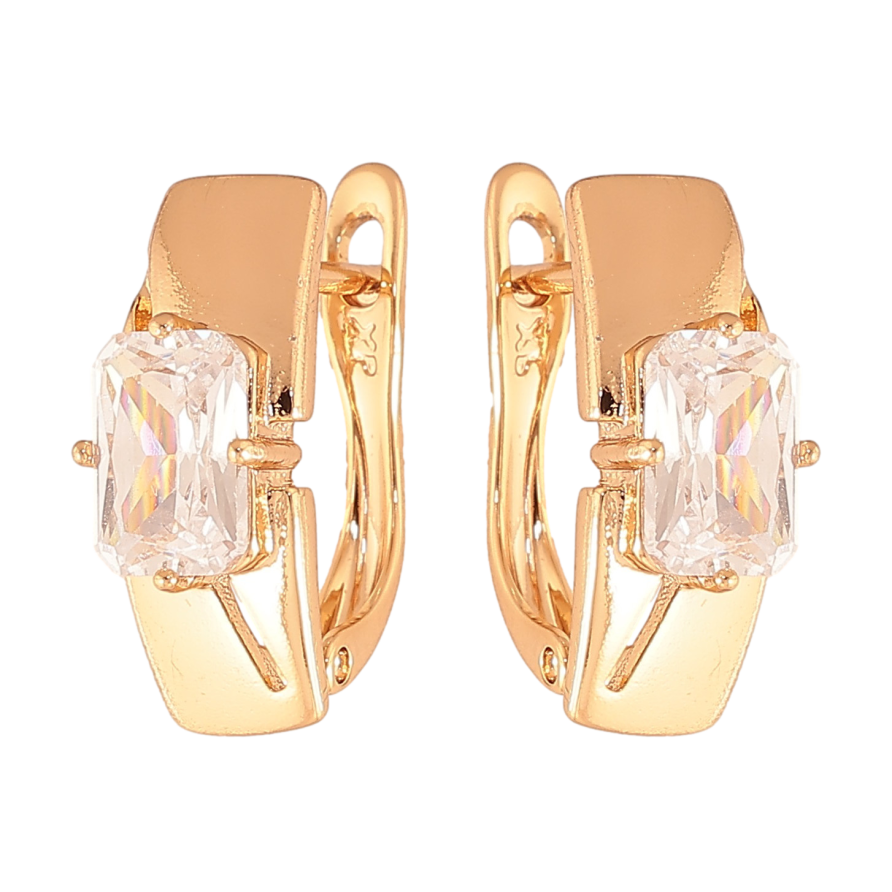 Сережки Xuping колір Позолота 18K англійський замок "Візерунок з кристалами" фото №1