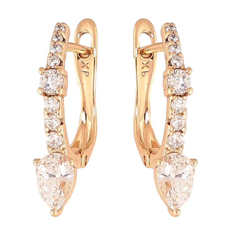 Сережки Xuping колір Позолота 18К англійський замок "Візерунок з кристалами" фото №25