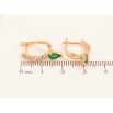 Сережки Xuping колір Позолота 18К англійський замок "Візерунок з зеленим кристалом" фото №2