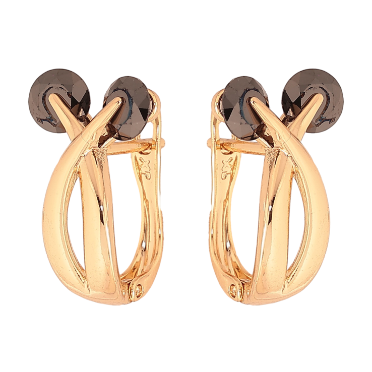 Серьги Xuping цвет Позолота 18К английский замок "Узор с черными кристаллами" фото №6 Серьги Xuping цвет Позолота 18К английский замок "Узор с черными кристаллами" фото №6