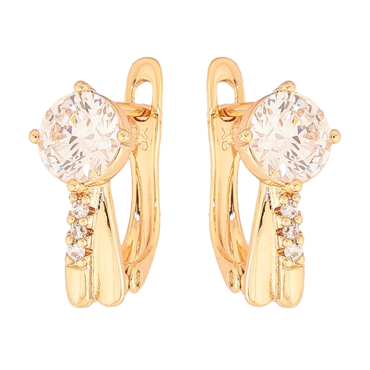Серьги Xuping цвет Позолота 18K английский замок "Узор с кристаллами" фото №19