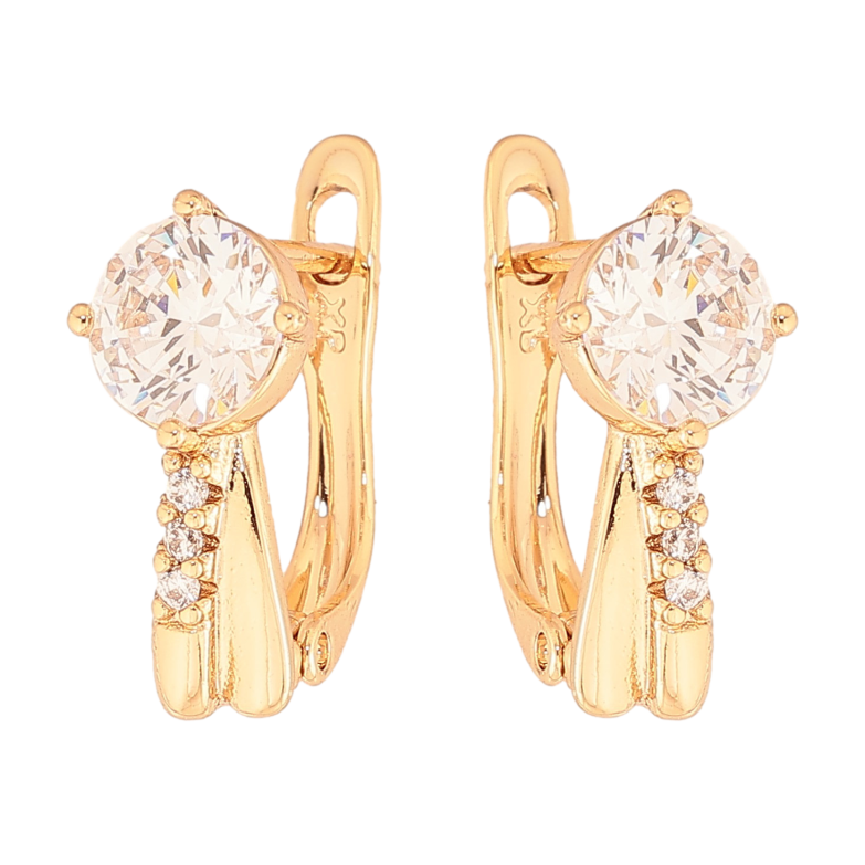 Серьги Xuping цвет Позолота 18K английский замок "Узор с кристаллами" фото №2