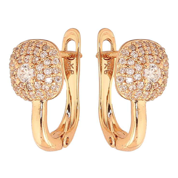 Сережки Xuping колір Позолота 18K англійський замок "Візерунок з інкрустацією кристалами" фото №3