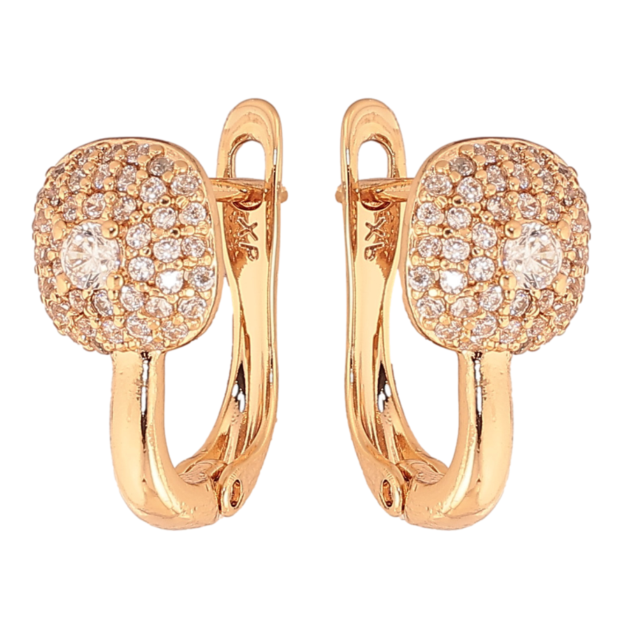 Серьги Xuping цвет Позолота 18K английский замок "Узор с инкрустацией кристаллами" фото №1