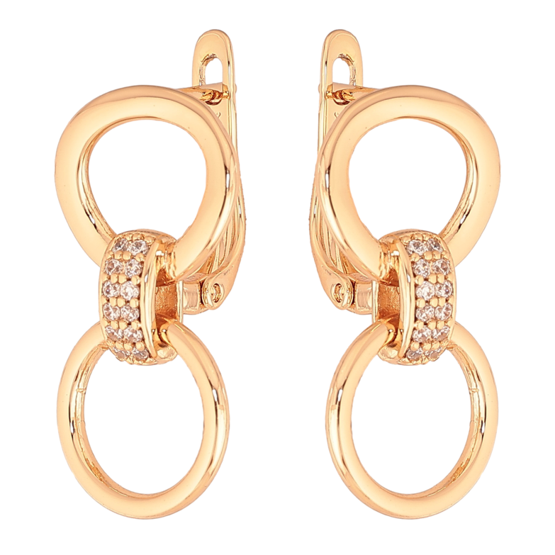 Сережки Xuping колір Позолота 18К англійський замок "Візерунок з кристалами" фото №1