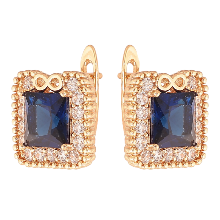 Серьги Xuping цвет Позолота 18K английский замок "Синие кристаллы в обрамлении" фото №14 Серьги Xuping цвет Позолота 18K английский замок "Синие кристаллы в обрамлении" фото №14