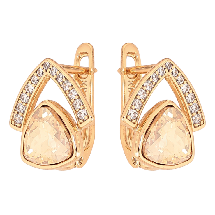 Серьги Xuping цвет Позолота 18K английский замок "Узор с песочными кристаллами" фото №7 Серьги Xuping цвет Позолота 18K английский замок "Узор с песочными кристаллами" фото №7