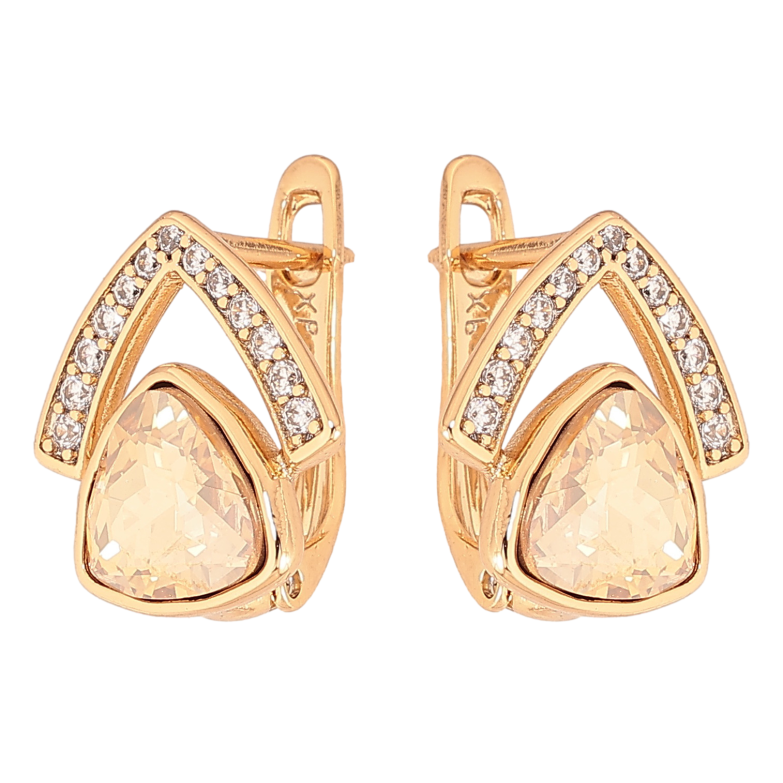 Серьги Xuping цвет Позолота 18K английский замок "Узор с песочными кристаллами" фото №1