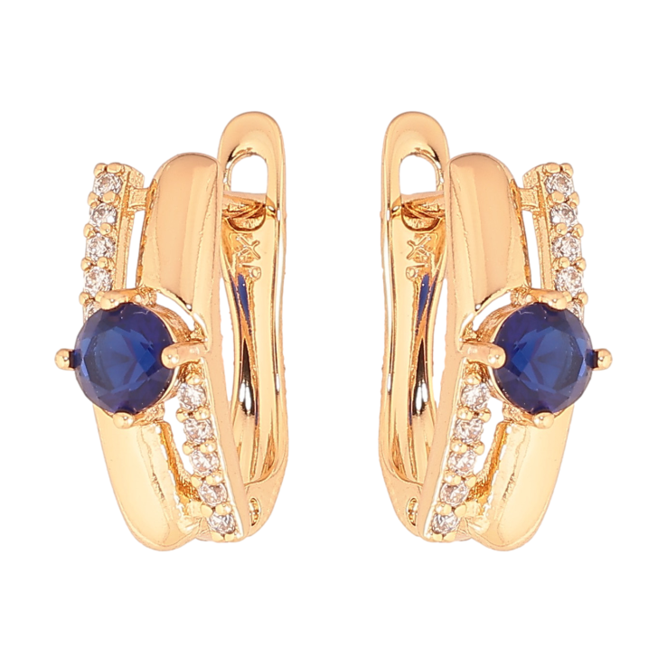 Серьги Xuping цвет Позолота 18К английский замок "Узор с синими кристаллами" фото №18 Серьги Xuping цвет Позолота 18К английский замок "Узор с синими кристаллами" фото №18