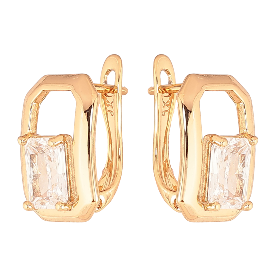 Серьги Xuping цвет Позолота 18К английский замок "Узор с кристаллами" фото №1 Серьги Xuping цвет Позолота 18К английский замок "Узор с кристаллами" фото №1