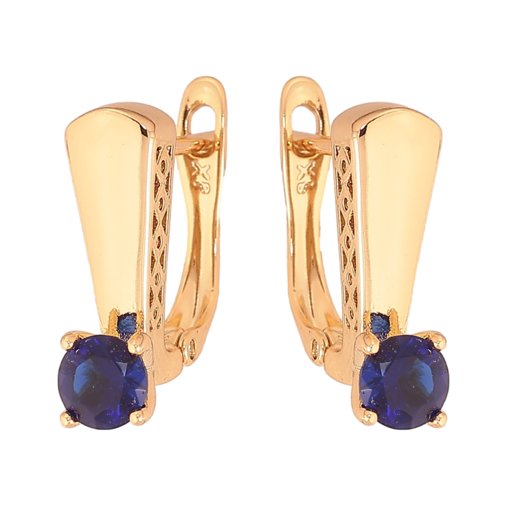 Сережки Xuping колір Позолота 18К англійський замок "Візерунок з синіми кристалами" фото №23