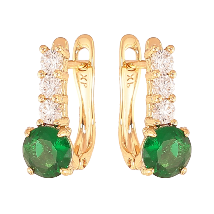 Сережки Xuping колір Позолота 18K англійський замок "Візерунок з зеленими кристалами" фото №22