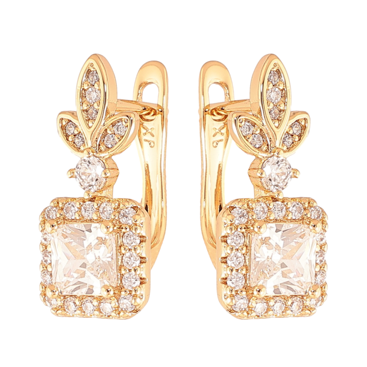 Серьги Xuping цвет Позолота 18K английский замок "Узор с кристаллами" фото №14 Серьги Xuping цвет Позолота 18K английский замок "Узор с кристаллами" фото №14