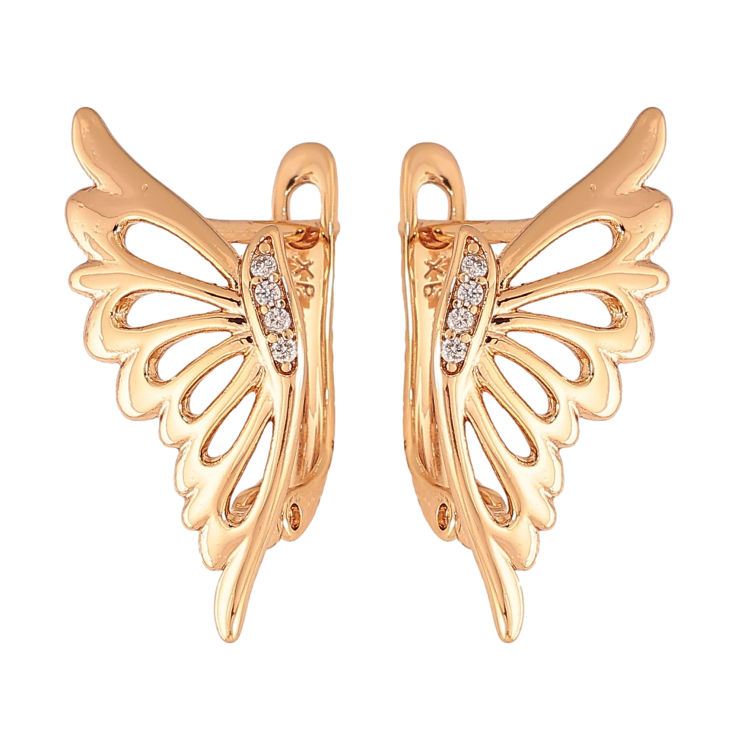 Сережки Xuping колір Позолота 18K англійський замок "Крила метелика" фото №6 Сережки Xuping колір Позолота 18K англійський замок "Крила метелика" фото №6