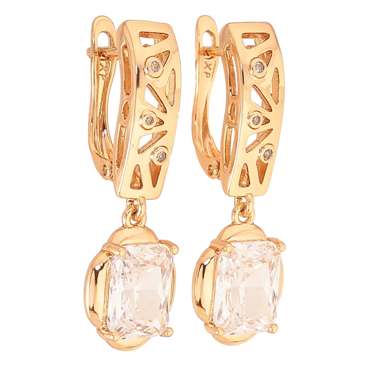 Серьги Xuping цвет Позолота 18K английский замок "Подвески с кристаллами" фото №14