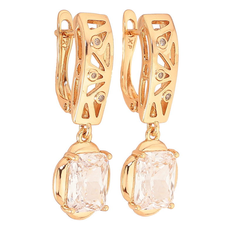 Серьги Xuping цвет Позолота 18K английский замок "Подвески с кристаллами" фото №1