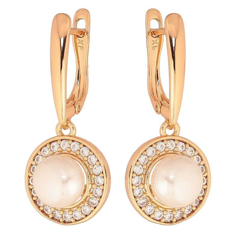 Сережки Xuping колір Позолота 18К англійський замок "Перлинні підвіски" фото №1 Сережки Xuping колір Позолота 18К англійський замок "Перлинні підвіски" фото №1