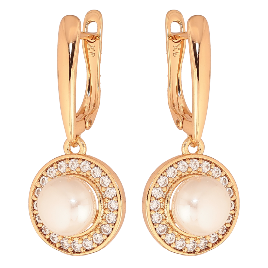 Сережки Xuping колір Позолота 18К англійський замок "Перлинні підвіски" фото №1 Сережки Xuping колір Позолота 18К англійський замок "Перлинні підвіски" фото №1