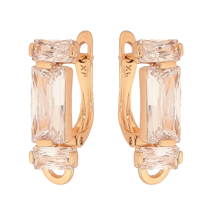 Сережки Xuping колір Позолота 18К англійський замок "Візерунок з кристалами" фото №12