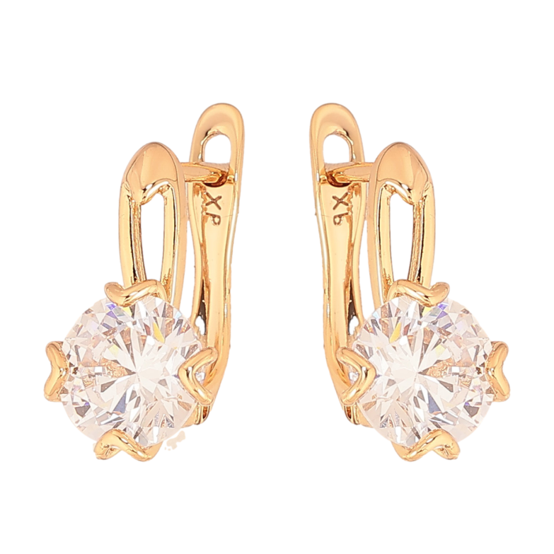 Серьги Xuping цвет Позолота 18К английский замок "Узор с кристаллами" фото №1 Серьги Xuping цвет Позолота 18К английский замок "Узор с кристаллами" фото №1