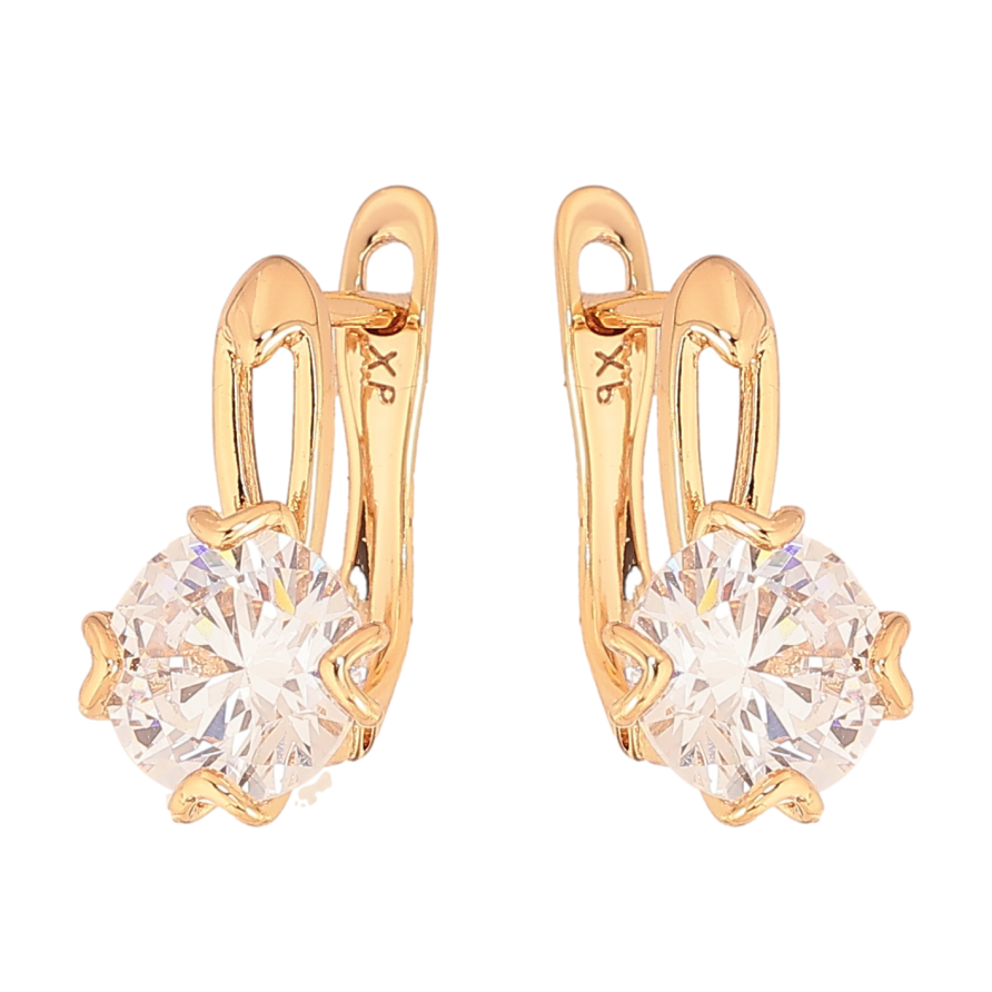 Серьги Xuping цвет Позолота 18К английский замок "Узор с кристаллами" фото №1