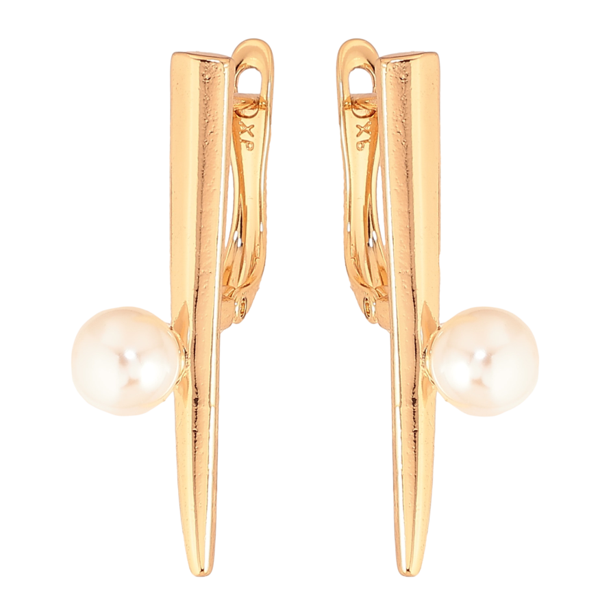 Серьги Xuping цвет Позолота 18К английский замок "Узор с жемчужиной" фото №1 Серьги Xuping цвет Позолота 18К английский замок "Узор с жемчужиной" фото №1