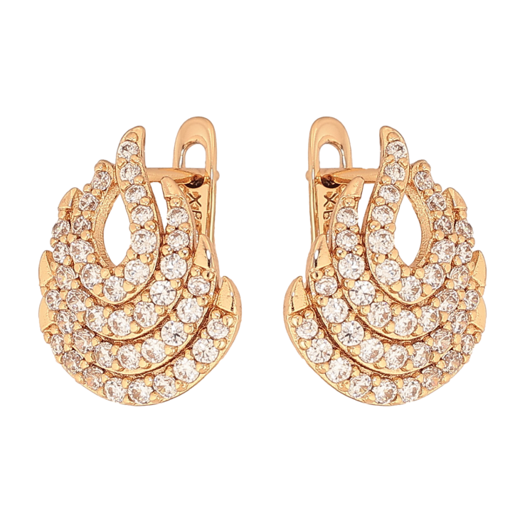 Сережки Xuping колір Позолота 18К англійський замок "Інкрустація кристалами" фото №3