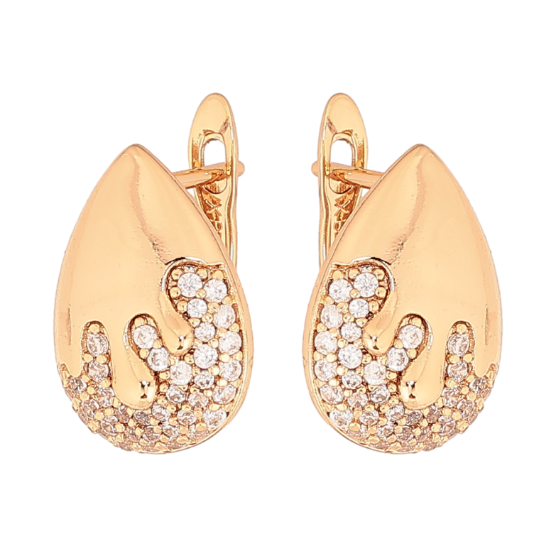 Серьги Xuping цвет Позолота 18К английский замок "Узор с кристаллами" фото №1 Серьги Xuping цвет Позолота 18К английский замок "Узор с кристаллами" фото №1