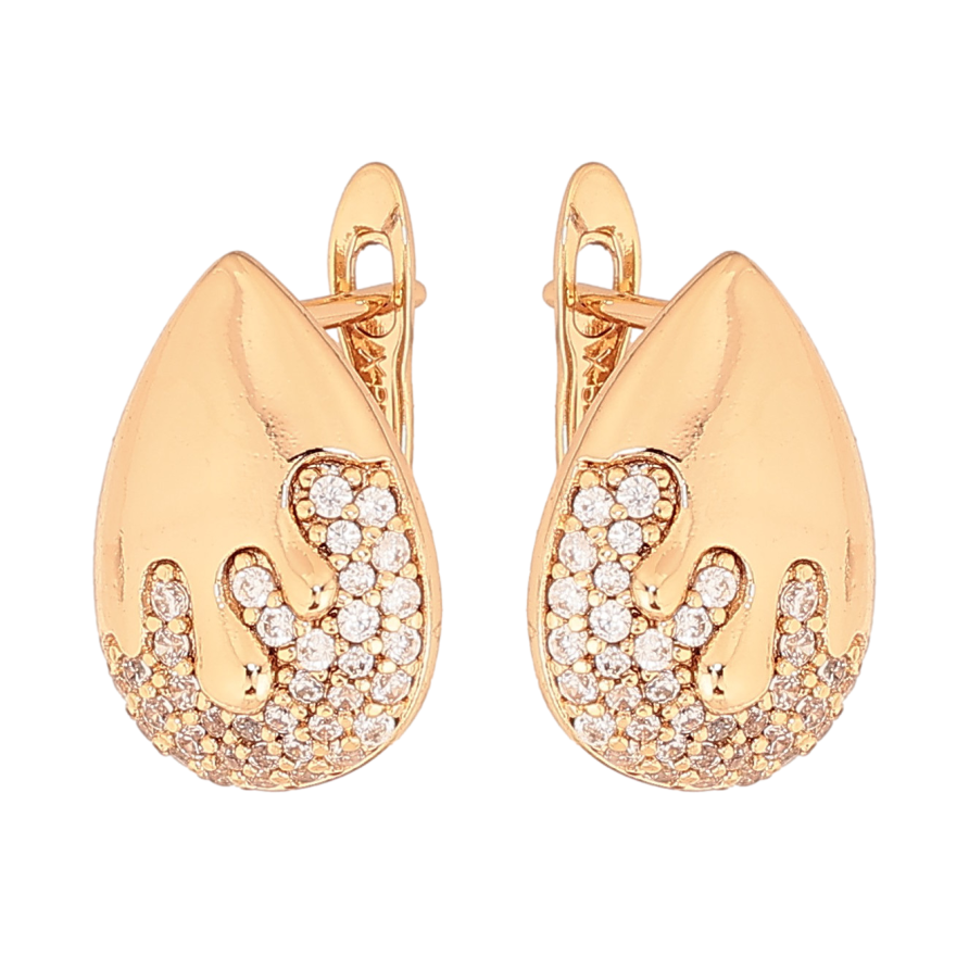 Серьги Xuping цвет Позолота 18К английский замок "Узор с кристаллами" фото №1