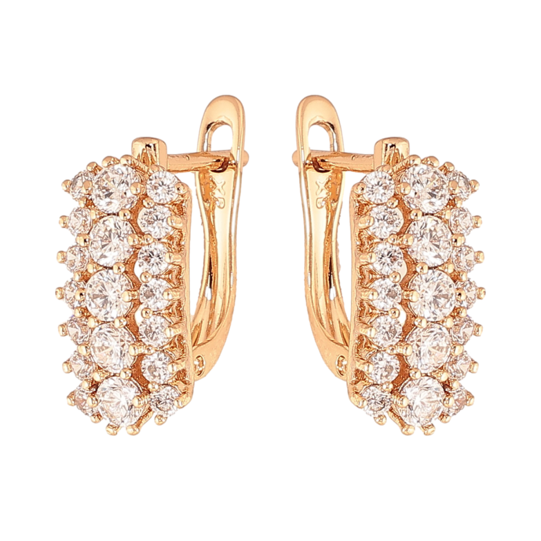 Серьги Xuping цвет Позолота 18К английский замок "Инкрустация кристаллами" фото №2 Серьги Xuping цвет Позолота 18К английский замок "Инкрустация кристаллами" фото №2