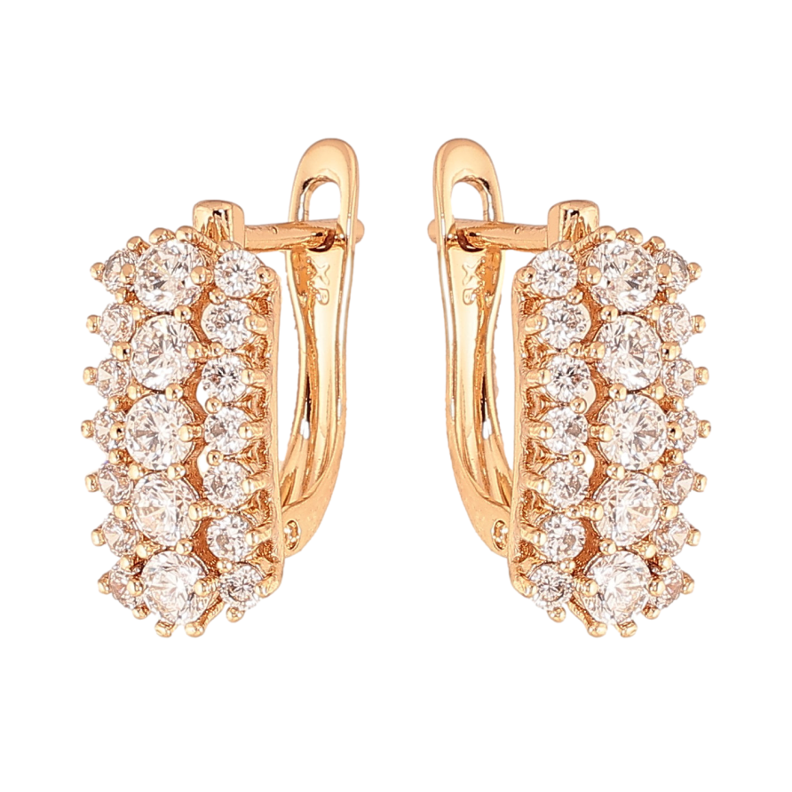 Серьги Xuping цвет Позолота 18К английский замок "Инкрустация кристаллами" фото №1 Серьги Xuping цвет Позолота 18К английский замок "Инкрустация кристаллами" фото №1