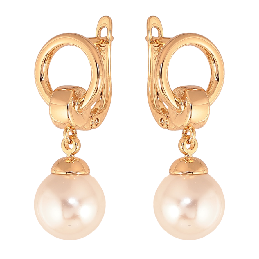 Серьги Xuping цвет Позолота 18К английский замок "Подвески с жемчугом" фото №1 Серьги Xuping цвет Позолота 18К английский замок "Подвески с жемчугом" фото №1