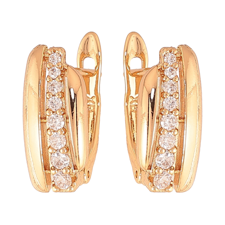 Серьги Xuping цвет Позолота 18К английский замок "Узор с кристаллами" фото №5 Серьги Xuping цвет Позолота 18К английский замок "Узор с кристаллами" фото №5