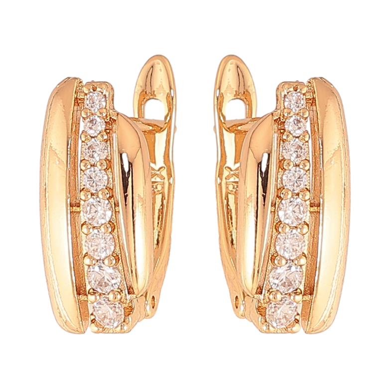 Серьги Xuping цвет Позолота 18К английский замок "Узор с кристаллами" фото №1 Серьги Xuping цвет Позолота 18К английский замок "Узор с кристаллами" фото №1