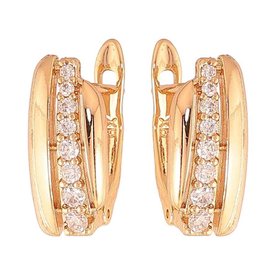 Серьги Xuping цвет Позолота 18К английский замок "Узор с кристаллами" фото №1 Серьги Xuping цвет Позолота 18К английский замок "Узор с кристаллами" фото №1