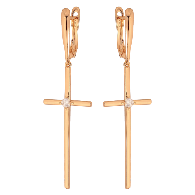 Сережки Xuping колір Позолота 18К англійський замок "Хрестики" фото №5