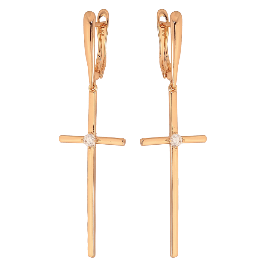 Сережки Xuping колір Позолота 18К англійський замок "Хрестики" фото №1 Сережки Xuping колір Позолота 18К англійський замок "Хрестики" фото №1