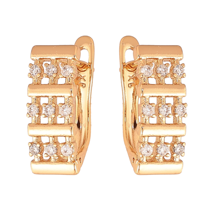 Сережки Xuping колір Позолота 18К англійський замок "Візерунок з кристалами" фото №16