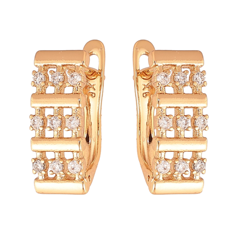 Сережки Xuping колір Позолота 18К англійський замок "Візерунок з кристалами" фото №1 Сережки Xuping колір Позолота 18К англійський замок "Візерунок з кристалами" фото №1