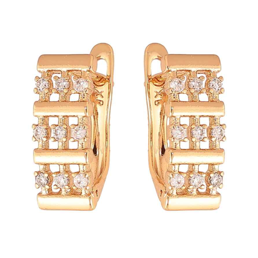 Серьги Xuping цвет Позолота 18К английский замок "Узор с кристаллами" фото №1 Серьги Xuping цвет Позолота 18К английский замок "Узор с кристаллами" фото №1