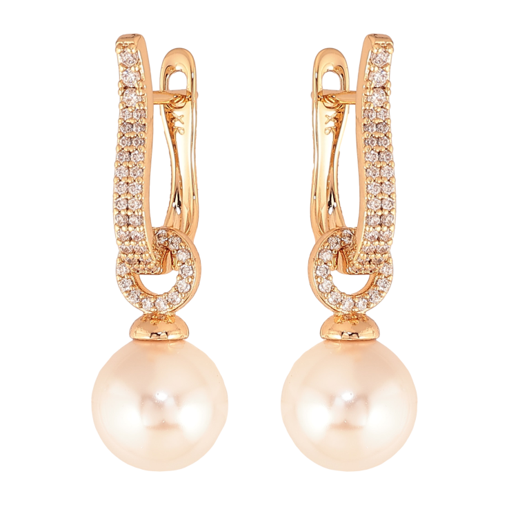 Сережки Xuping колір Позолота 18К англійський замок "Перлинні підвіски" 2 в 1 фото №10