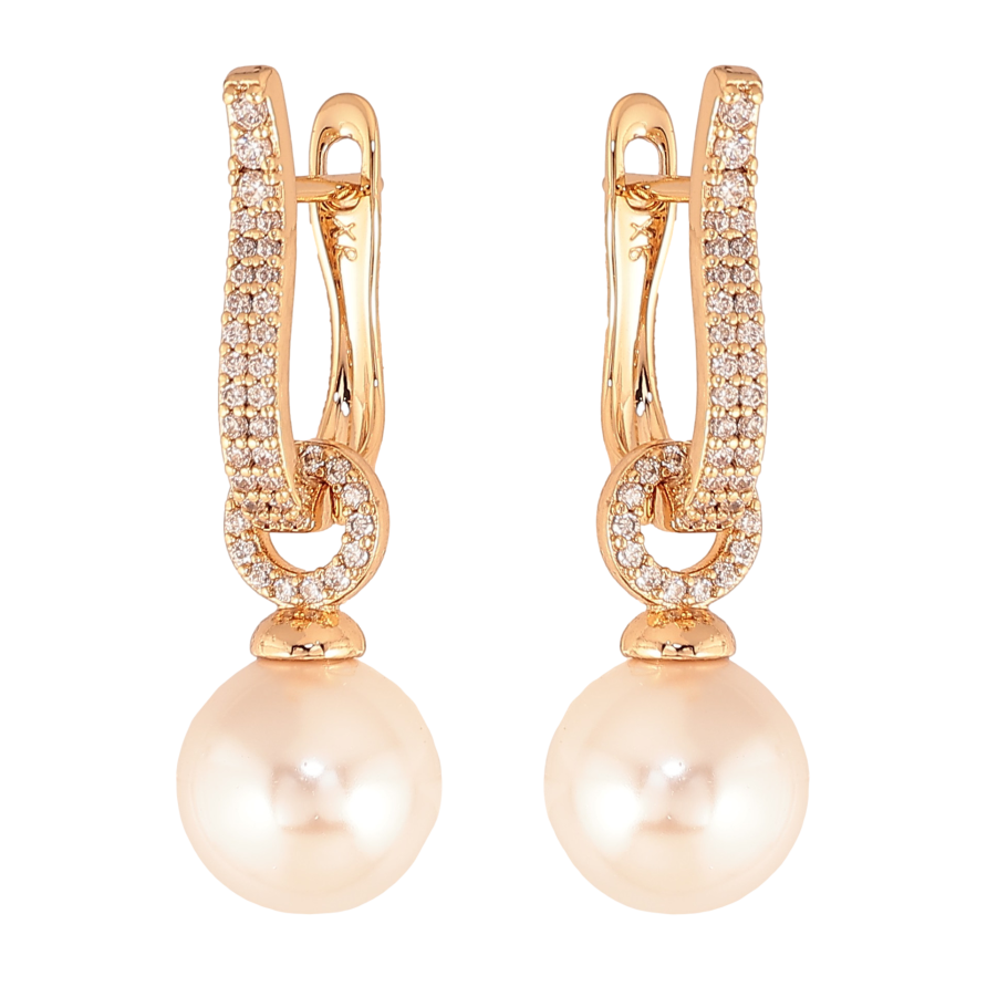 Сережки Xuping колір Позолота 18К англійський замок "Перлинні підвіски" 2 в 1 фото №1 Сережки Xuping колір Позолота 18К англійський замок "Перлинні підвіски" 2 в 1 фото №1